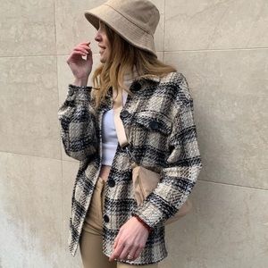 Zara Textured Plaid Overshirt
